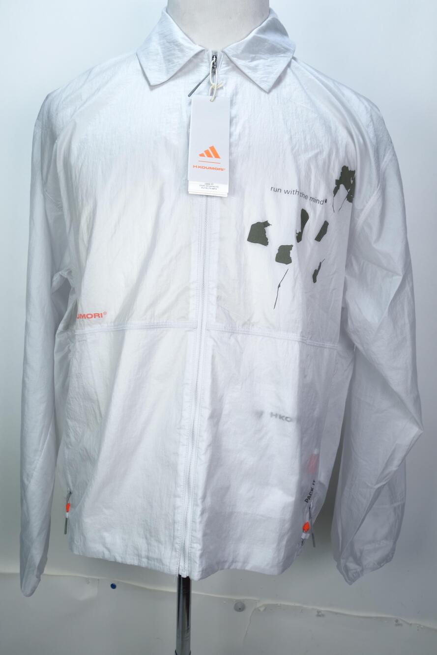 Adidas H.KOUMORI Running Jacket Mens Medium Gray Packable Windbreaker JM1206